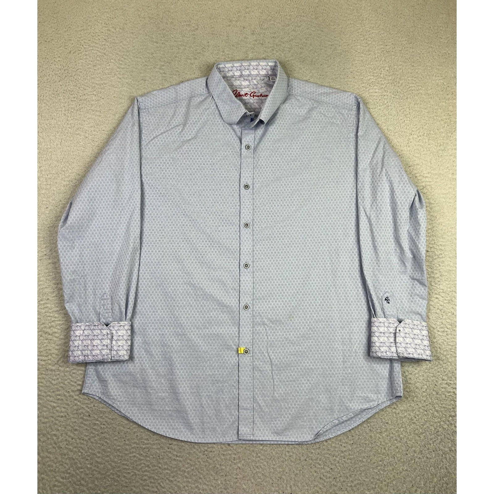 Robert Graham Shirt Mens 2xl Blue Geometric Long Sleeve Button Up Classic Fit